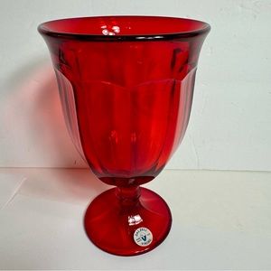 Vintage Dalzell Viking glass goblet. This piece is very sturdy ruby red glass.